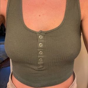 Green button up tank top